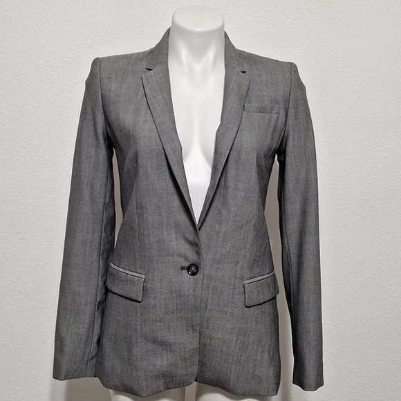 Banana Republic Quiet Luxury NWOT Gray Preppy Careerwear Wool Blazer Jacket Sz 2 - Picture 2 of 13
